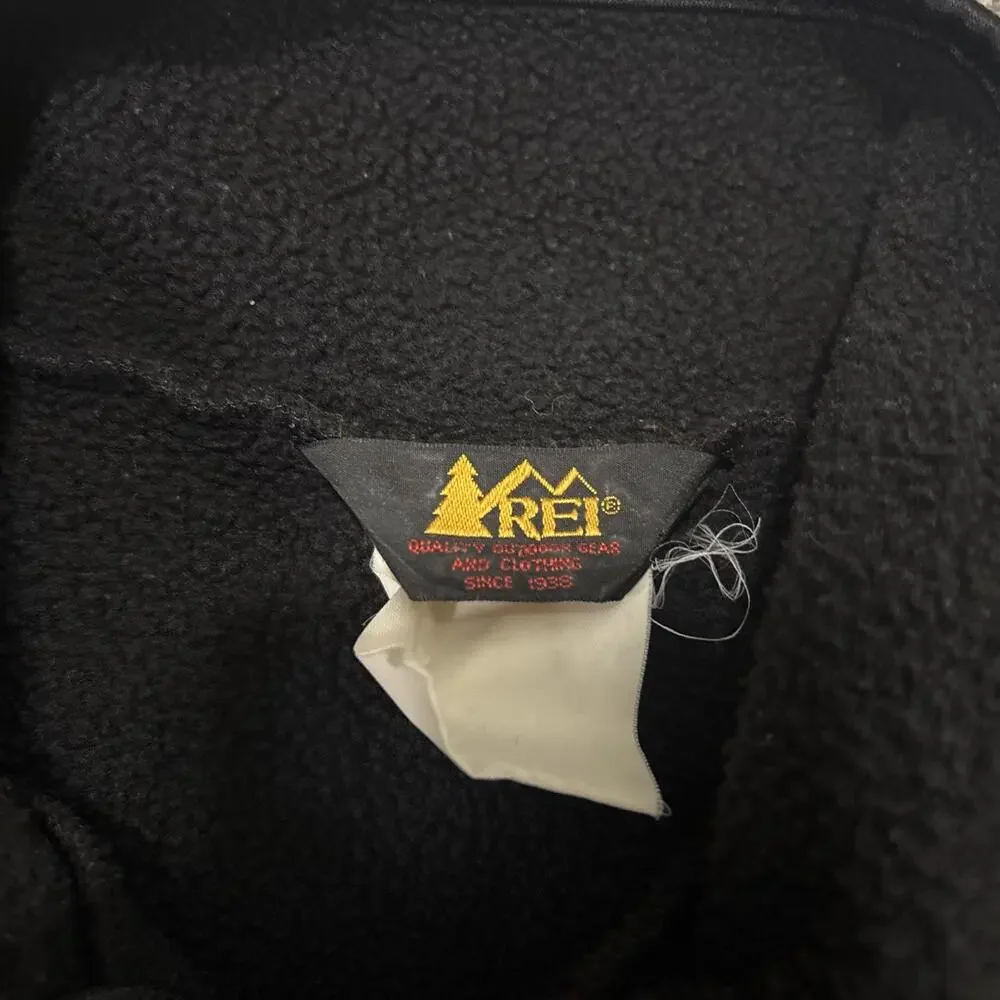 Vintage REI Jacket Mens Large Black Fleece FUll ZIp Pockets Outdoor Casual